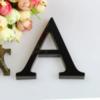 15cm Black Decorative Letters 26 Letters DIY 3D Mirror Acrylic Wall Sticker Home Decor Wall Art Home Decoration Accessories F821