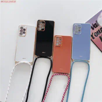Lanyard Necklace Lens Protector Plating Phone Case For OPPO Reno 2 F 3 4 Z Pro SE A55 A56 A57 A72 A5S A73 A74 A83 A9 A5 2020 A91