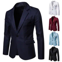 Casual Men Suit Coat Regular Sleeve Autumn Winter Pure Color Lapel Blazer Outwear Men Blazer for Office