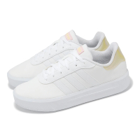 【adidas 愛迪達】休閒鞋 Court Platform 女鞋 白 金 皮革 低筒 復古 板鞋 小白鞋 愛迪達(GV8997)