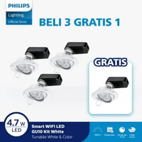Beli 3 Dapat 4 Philips Lampu Spotlight Smart Wifi LED MR16 4.7W GU10 Bluetooth Color RGB GU10 dengan