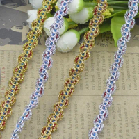 5m Gold Silver Lace Trim Ribbon Curve Lace Fabric Sewing Centipede Braided Lace Wedding Craft DIY Clothes Accessories Home Decor