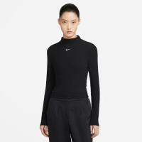 【NIKE 耐吉】AS W NSW ESSNTL RIB MOCK LS TO 黑色 高領 薄長T 長袖 黑 女款 運動(DV7881-010 ∞)