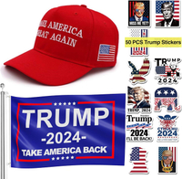 Trump Hat MAGA Hat Trump 2024 Flag 3x5 FT and 50 Pcs Trump Stickers Trump Merchandise Trump 2024 Hat