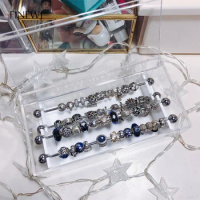 Stainless Steel Charms Organizer Bars Holder Pandora Beads Storage Box 4 Metal Rods Bracelet Accessories Trollbeads Display Case