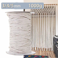 1000g White Cotton Cord Twisted Braided Cord Rope DIY Home Textile Wedding Decor Accessories Craft Macrame String 1 2 3 4 5mm