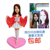 客製化手工禮品 真人軟陶公仔人偶定制泥人人像陶人diy照片結婚生日禮物情侶紀念 快速發貨