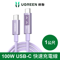 【綠聯】綠聯 小機器人 100W 雙USB-C  粉紫色 充電線/傳輸線 1公尺