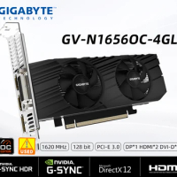 Gigabyte GeForce GTX 1650 D6 OC Low Profile 4G graphics card 170mm size, 4GB 128bit GDDR6, GV-N1656OC-4GL graphics card USED