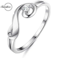 Fansilver 925 Sterling Silver Zirconia Infinity Rings for Women CZ Engagement Band Ring Sterling Silver Wedding Ring Size 7-8