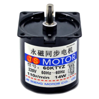 60KTYZ AC220V 14W AC synchronous motor low speed high torque forward and reverse rotation