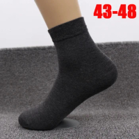 5 pairs=10 pieces Zerlos plus size 43-48 men's in tube socks cotton solid color men business socks male 2023 New Spring Summer