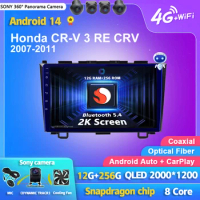 Android 14 Carplay Auto Car Radio Multimedia Player For Honda CR-V 3 RE CRV 2007-2011 Autoradio WIFI+4G Stereo 2din Head Unit