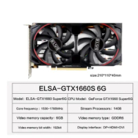 ELSA GTX 1660 Super 6GB Gaming Video Card NVIDIA GeForce GTX 1660 6G Graphics Cards GPU Desktop Computer Game 1660S6g 16606G