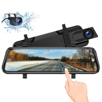 Car Dash Camera 10 Inch Touch Screen Rearview Mirror 1080p HD Manual Front And Back Vehicle Blackbox DVR Dash Cam