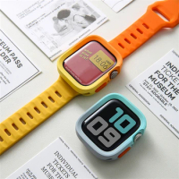 Gradient Soft Silicone Cover For Apple Watch Case 49mm 45mm 41mm 44mm 40mm Screen Protective For iwatch Ultra 9 8 7 4 5 6 SE
