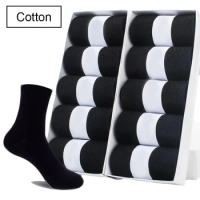 MOJITO,10 Pairs /Lot Men's Classic Short Socks 100% Cotton Autumn Casual Business Soft Black Women Socks Set Big Size