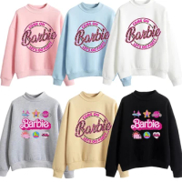 Fashion Barbie Autumn Winter Hoodies Sweater Anime Kawaii Girls Boy Casual Loose Sports Medium Collar Pullover Top Birthday Gift