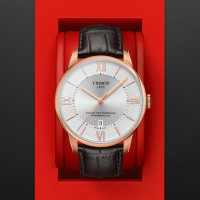TISSOT天梭 官方授權 杜魯爾系列 典雅羅馬機械腕錶-棕 禮物推薦 畢業禮物 42mm/T0994073603800