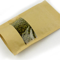 9*14+3cm 50pcs Kraft Paper Ziplock Window Bag For Gift/tea/candy/jewelry/bread Packaging Paper Food Bag Diy Jewelry Pack Display