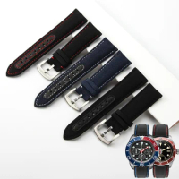 Cowhide Nylon Watch Strap for Mido Tudor Rudder M005 Citizen Rolex Omega Woven Oxford Cloth Nylon Black Men's Watch Band 22mm