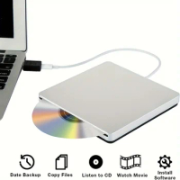 External CD DVD Drive USB C CD DVD Burner/Writer Slim Portable SlotIn CD DVD Reader For MacBook Pro/Air/Mac/Laptop/Windows10