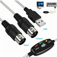 USB IN-OUT MIDI Cable Converter PC to Music Keyboard Adapter Cord