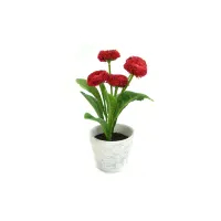 Bunga Artifisial Dengan Pot Daisy - Merah