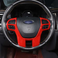 For Ford Ranger Wildtrak 2015-2022 Car Steering Wheel Decorative Frame Sticker ABS Interior Modification Accessories