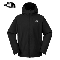【The North Face 官方旗艦】北面男款黑色防風防潑水連帽外套｜89ZNJK3