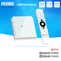 MECOOL KM2 Plus Deluxe Android TV Box With Netflix 4K Certified Dolby Atmos/Dolby Vision 4+32G WiFi6 1000M LAN Port Media Player