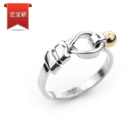 二手品 Tiffany&amp;Co. 18K黃金珠幸運結扣925純銀戒指