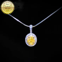 18K gold necklace natural 0.35ct yellow diamond and 0.2ct white diamonds necklace 011