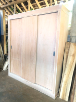 Lemari sliding 3 pintu blockboard putihan