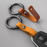 真皮指環汽車遙控器鑰匙扣掛件創意個性男女情侶款鎖匙扣圈環掛飾