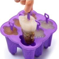 2016 New arrival 6 cavities cuspidal oval shape silicone lollipop ice cream popsicle cube pudding mold for DIY baby food kitchen