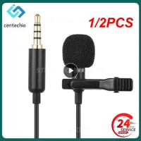 1/2PCS Portable 1.5m Lavalier Mini Microphone Condenser Clip-on Lapel Mic Wired USB 3.5mm Type-C Microfon For Phone for