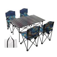 【May shop】兩組 一桌四椅 摺疊蛋捲桌椅露營套組(兩桌 八椅)