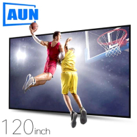 AUN 16/9 Anti light Projector Screen 120/100/60 inch Reflective Fabric Home theater ALR Screen 4K 1080P LED DLP projector