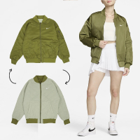 【NIKE 耐吉】外套 NSW Reversible Varsity 女款 綠 白 雙面穿 飛行夾克 保暖 寬鬆 風衣(DV7877-307)