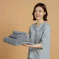 【YVONNE 以旺傢飾】純棉小方巾 30x30cm(迷霧灰)
