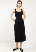 GAP Button Through Fitted Twill Maxi Denim Dress