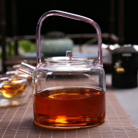 傳藝窯手工加厚玻璃花茶壺耐熱過濾電陶爐適用燒水壺透明功夫茶具