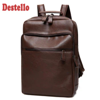 New Fashion PU Leather Backpack Men Waterproof Backpack Men Backpack for Travel Business Backpack Laptop PU Bag 14 Inch Mochila