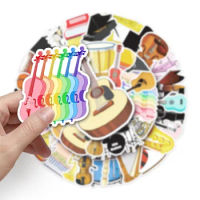 50/100Pcs Cartoon Musical Instrument Violin Piano Guitar Stickers for Phone Case Refrigerator Water Cup Music Lovers Graffiti