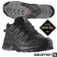 【索羅門SALOMON】男XA PRO 3D V9 Goretex防水透氣耐磨低筒登山鞋(寬楦)/黑/灰/灰