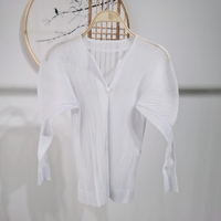 2065 Pleated Spring Summer Loose Beachwear Mesh Sun Protection Casual Jacket One Size (45-75kg)