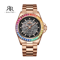 【RICHARD RICH】愛時 RR 海軍上將系列 奢華金彩鑽圈縷空錶盤自動機械不鏽鋼腕錶