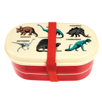 英國 Rex London 圓形三層午餐盒/便當盒/野餐盒(附2入餐具)_恐龍樂園_RL28214