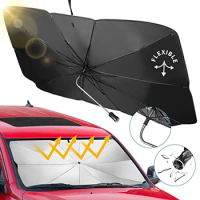 Car Windshield Sun Shade UV Rays and Heat Sun Visor Protector Foldable Reflector Umbrella Brella Shield Bending bar(140cmx80cm)
